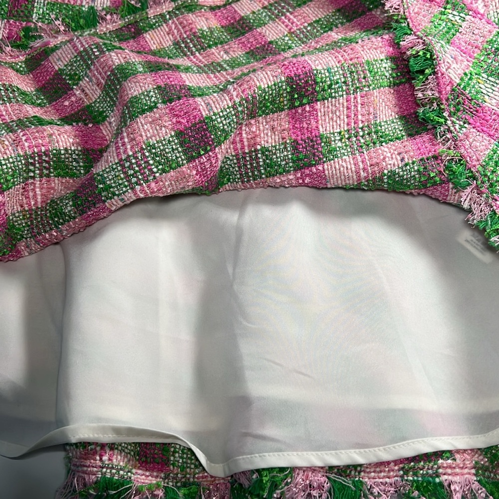 Kate Spade Pink and Green Plaid Tweed Dress/ 10 - Picture 14 of 14